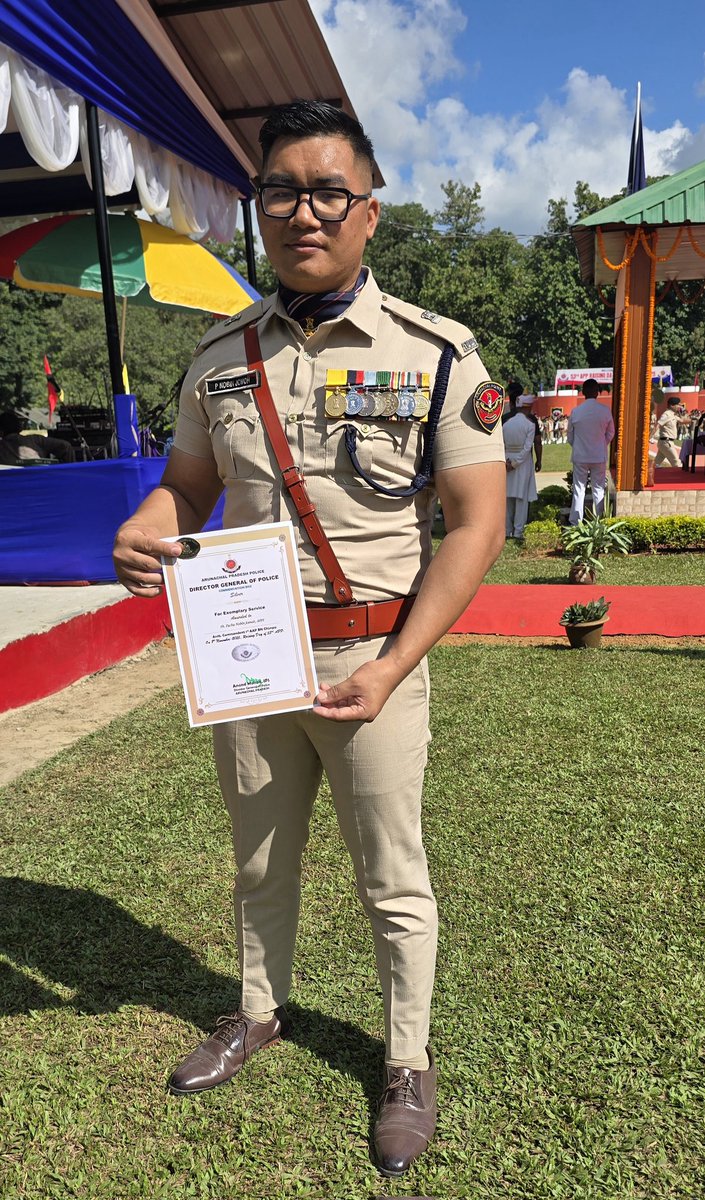 pnobinjomoh's tweet photo. Honoured to receive the DGP’s Commendation Disc on my birthday during the 53rd Arunachal Pradesh Police Raising Day 2025  truly the best birthday gift!
Grateful to our Ld @DgpPradesh, ADGP  &amp; my CO Sir for the recognition.
Congrats to all who were also honoured! https://t.co/ftwbtSqvVo