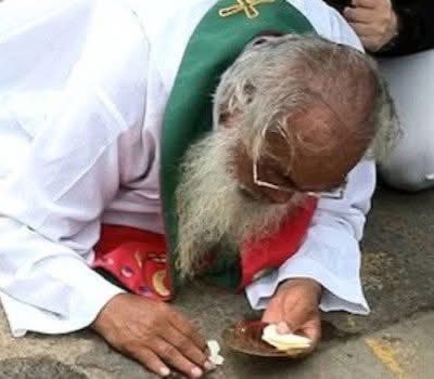 sitsio's tweet image. Fr. Bartholomew Man Jung-hyun was knocked to the ground while distributing Holy Communion during a 2012 Mass in Jeju, South Korea. Despite being beaten by police who broke up the liturgy, he used his remaining strength to gather the fallen Hosts with reverence. The image of this…