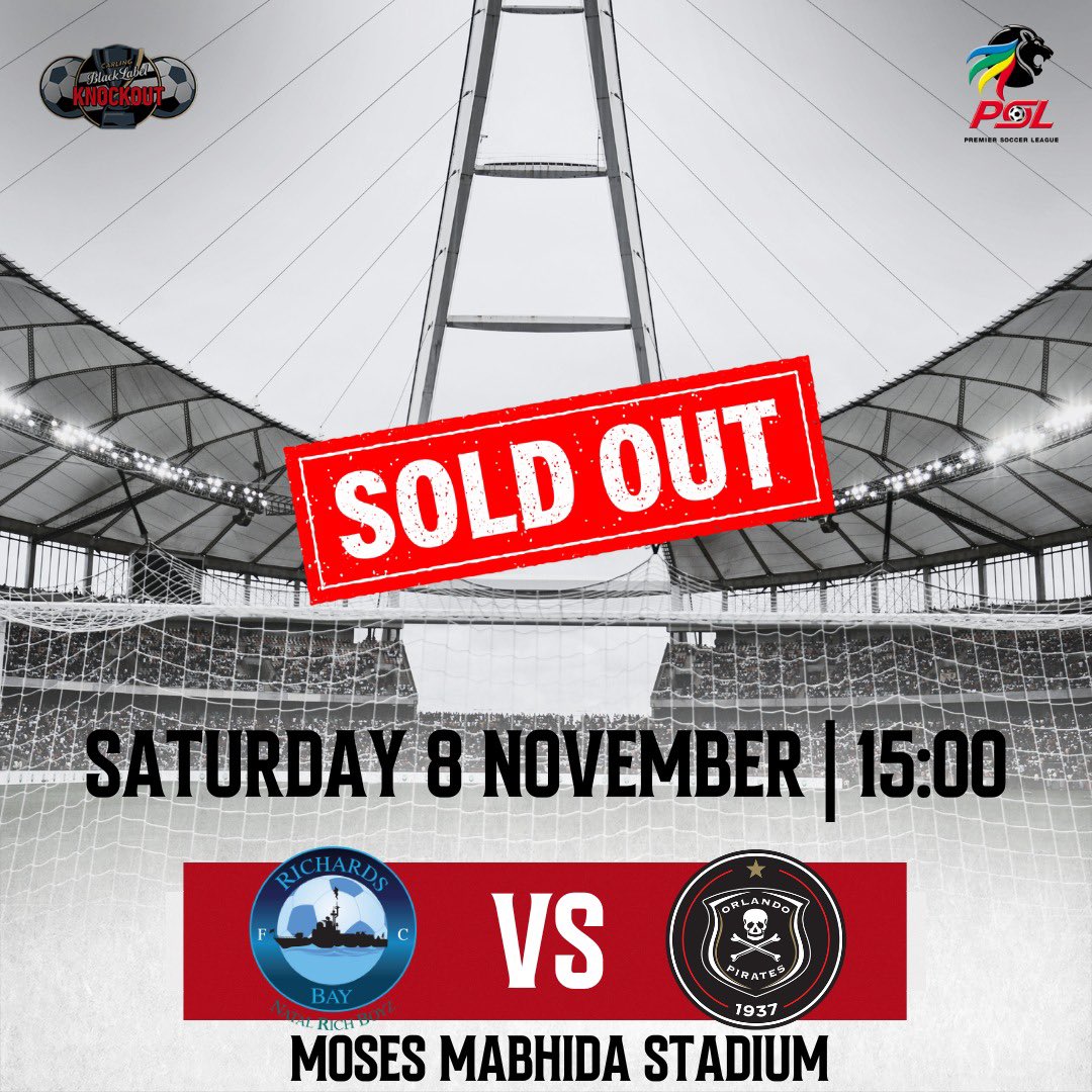 One thing about Orlando Pirates supporters: They will sell out a fixture. Home and away!