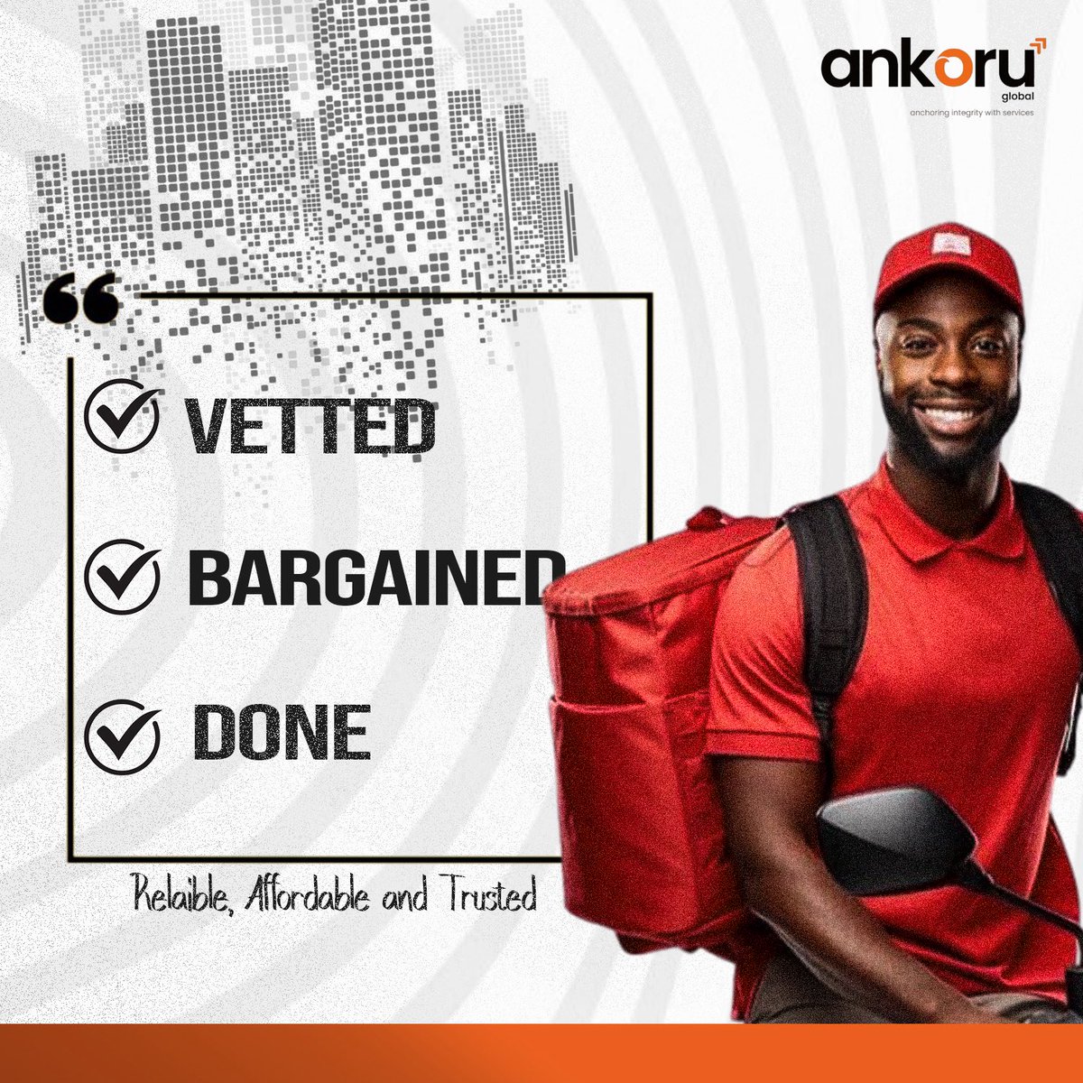 Ankoruglobal's tweet image. You deserve a delivery service that keeps its word, no delays, no stress.

#Ankoru #TrustedService