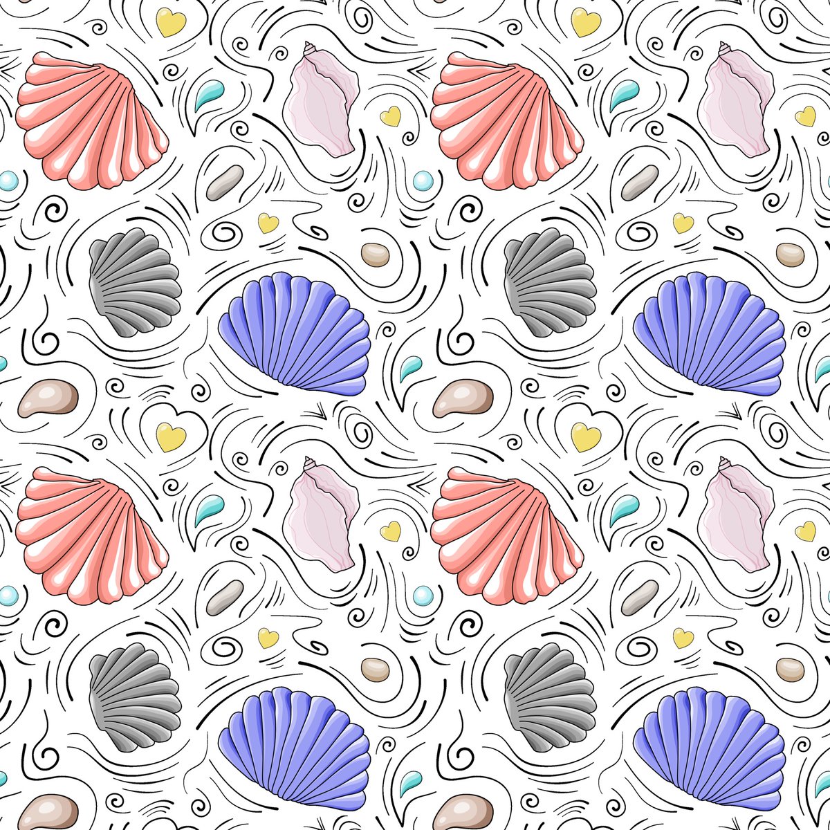 RalfiesDesign's tweet image. Dreamy seashell design with pastel accents and swirling patterns! #FabricDesign #HomeDecor #SurfacePattern #Spoonflower