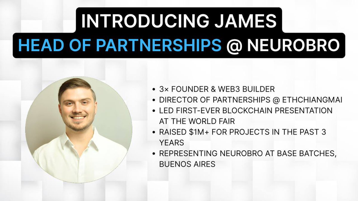 🚨Big Update Neurobros!

We’re excited to announce that James Kurtak has officially joined Neurobro as our Head of International Partnerships!

James brings incredible experience to the team:

• 3x Founder with a proven entrepreneurial track record
• Director of Partners &amp;