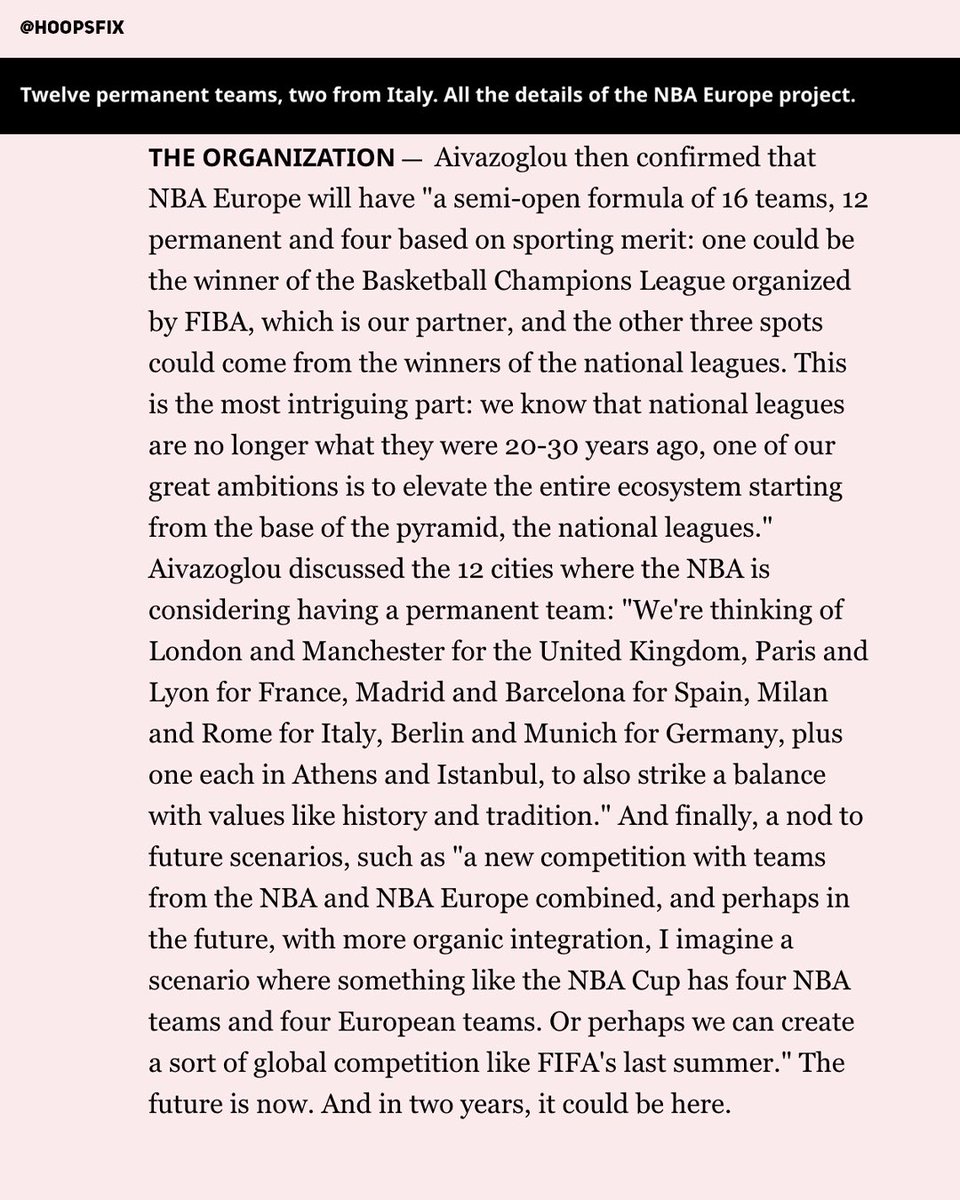 Hoopsfix's tweet photo. Manchester &amp; London seemingly all but confirmed as two of the 12 permanent NBA Europe League franchises‼️ https://t.co/s55TDmxQ0w