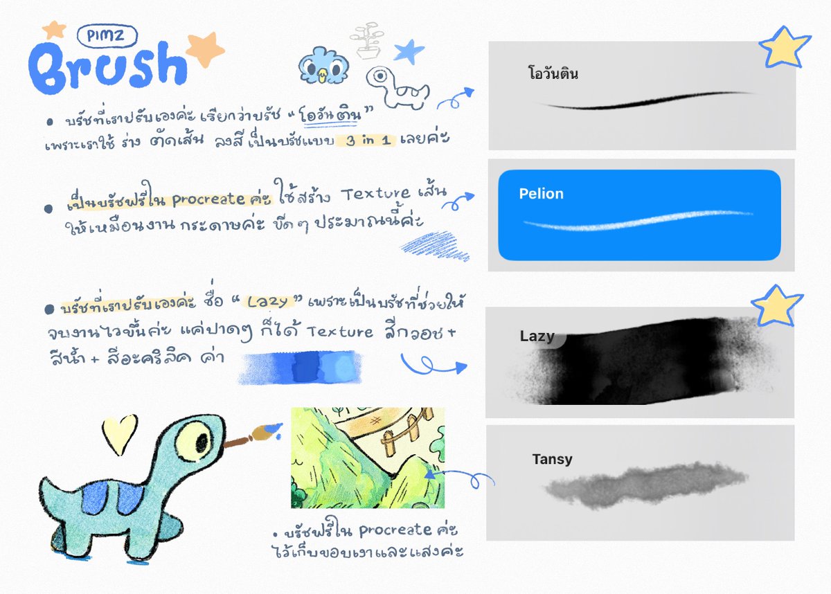 มาแชร์บรัชที่เราใช้คับ เป็นบรัชที่เราทำเองครึ่งนึงและบรัชใน procreate ฮะ