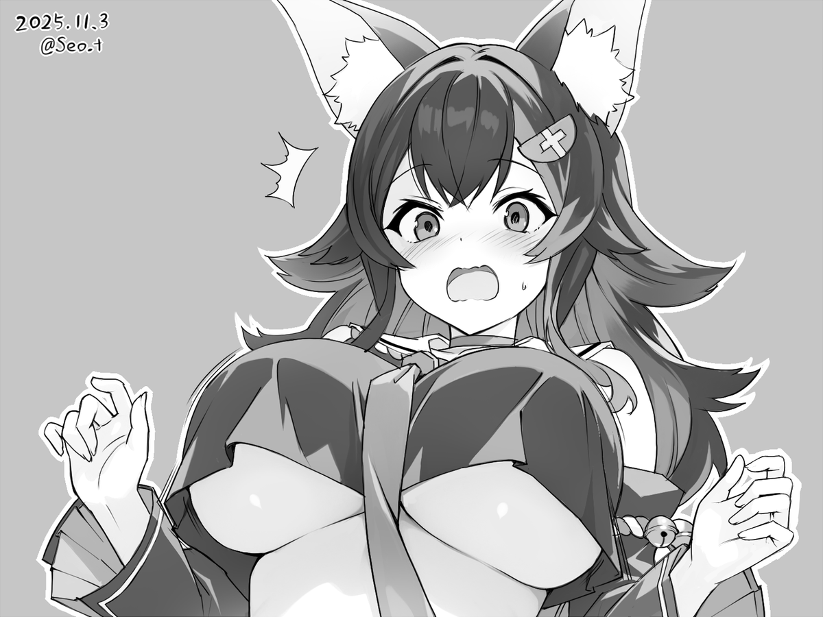 白上フブキ ,白上フブキ(通常) 「#いいおっぱいの日」|瀬尾🍖のイラスト