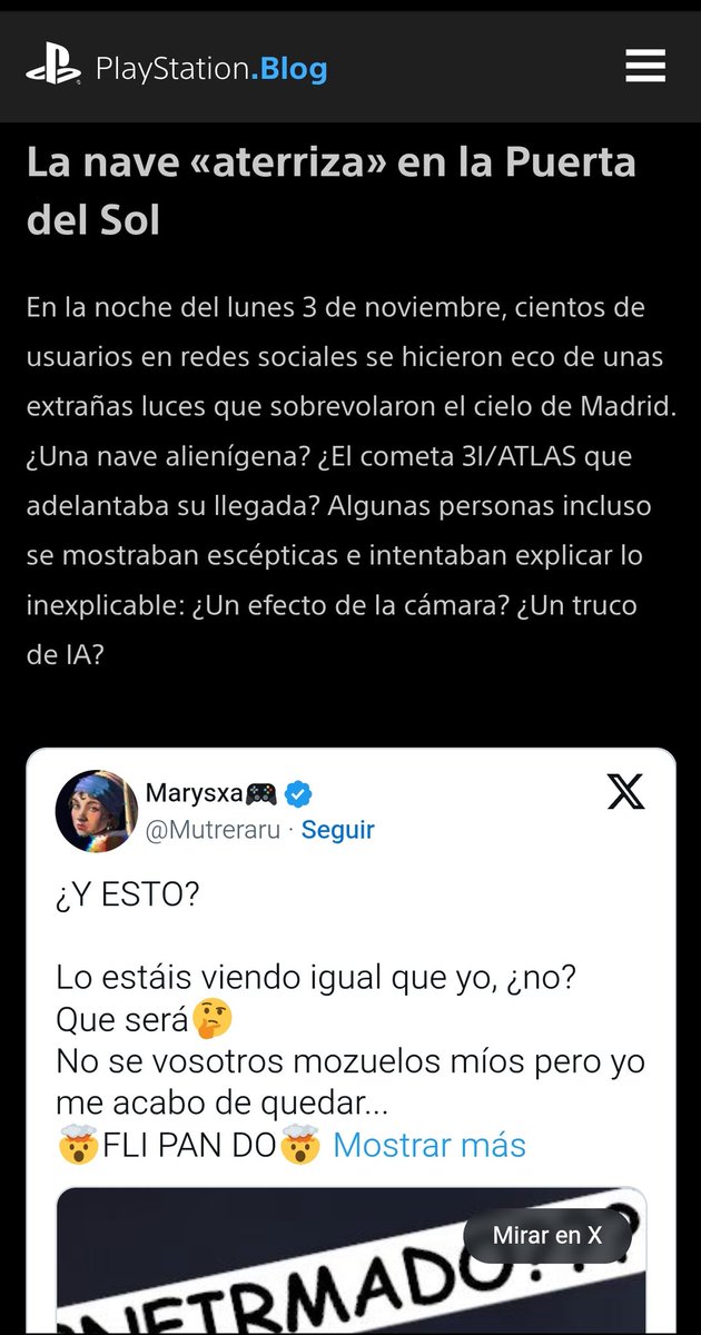 Mutreraru's tweet photo. 🔵Anoche viendo publicaciones por mi tl y tal me encontré un post de  SERTXU sobre la campaña que están haciendo en @PlayStationES y puso el enlace del blog de Play.📝 (Tenéis que leerlo que se vienen cositas)

Total que me puse a leer y bueno me lleve tremenda sorpresa al ver que en el Blog sale mi post de lo del video de la nave espacial que compartimos muchos mozuelillos bellisimosl!!🤯🤯

No sabéis la ilusión que me hace en serio, de verdad que muchísimas gracias por contar conmigo💙💙💙
Estáis haciendo un trabajazo increíble, sois unos fenómenos!!💯💯

#PlayStation
