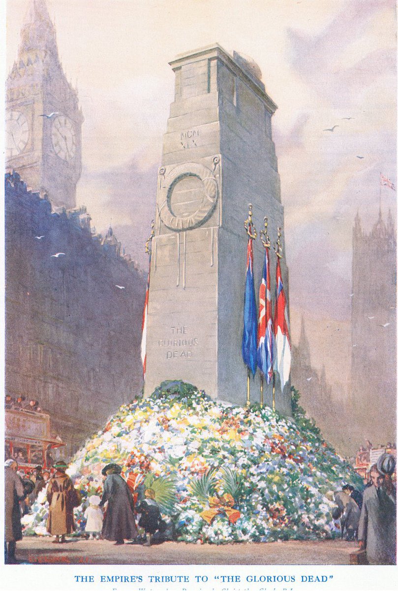 A beautiful 1921 illustration of the Cenotaph War Memorial at Whitehall in London.