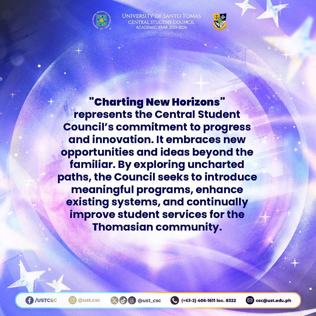 ust_csc's tweet image. Central Student Council: Charting New Horizons, empowering every Thomasian’s vision.

#ChartingNewHorizons
#CSC2526

Board By: Aeron Panganiban
Caption By: Nitya Aku