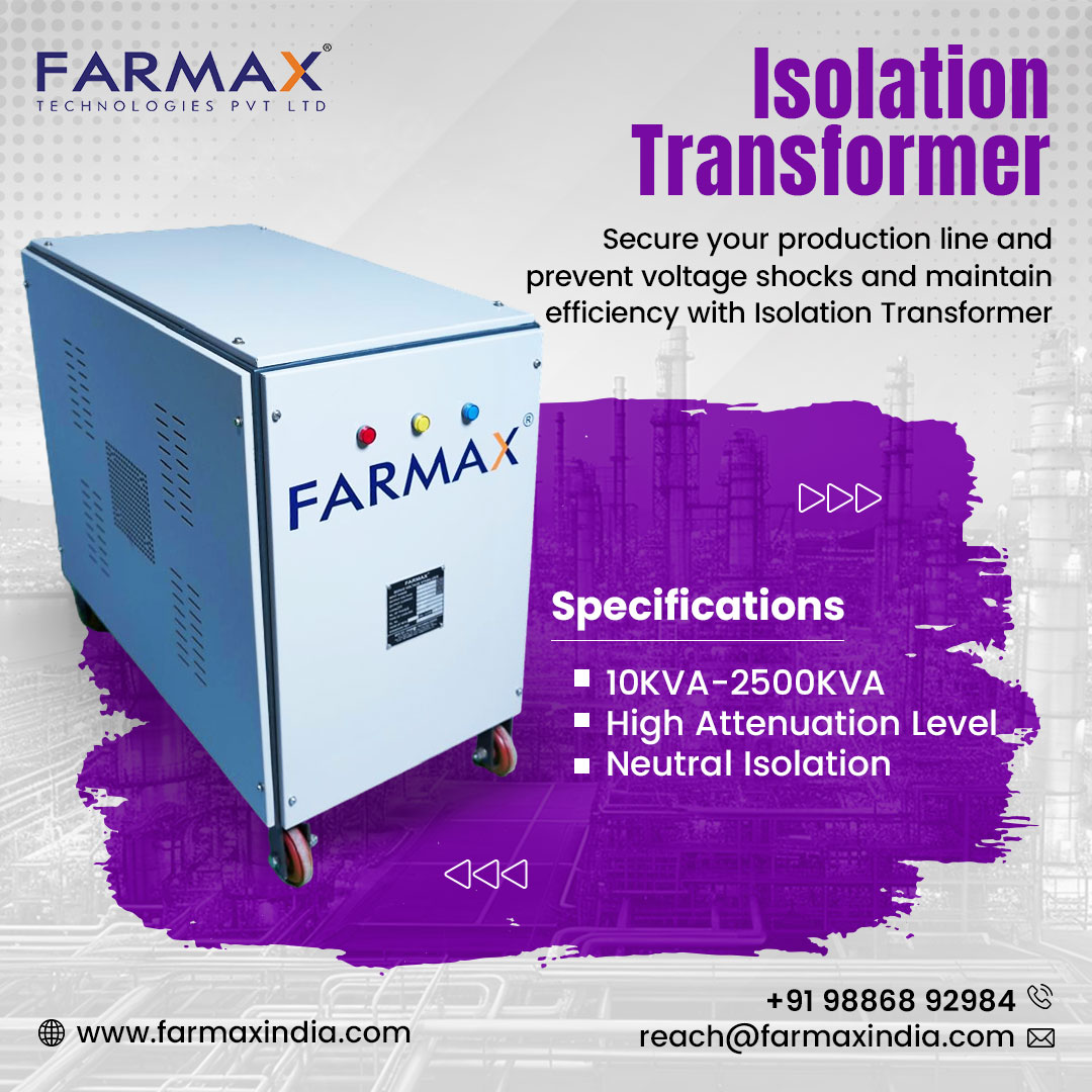 FarmaxT's tweet image. Isolation Transformer
Secure your production line and prevent voltage shocks and maintain efficiency with Isolation Transformer.
📞 Call Us: 98868 92984
🌐 Learn more: farmaxindia.com
#IsolationTransformer #ElectricalSafety #PowerProtection #VoltageStability