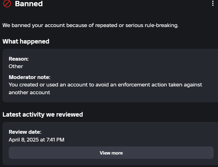IzanagiSenpai55's tweet image. 30 days since Roblox banned my account in that “enforcement wave” for sharing wifi with my brother. Appeal option gone, no response, nothing. Wild how you can spend years on a platform and just get tossed like that. @Roblox please do better. (user - jhon100234567) #RobloxBanWave