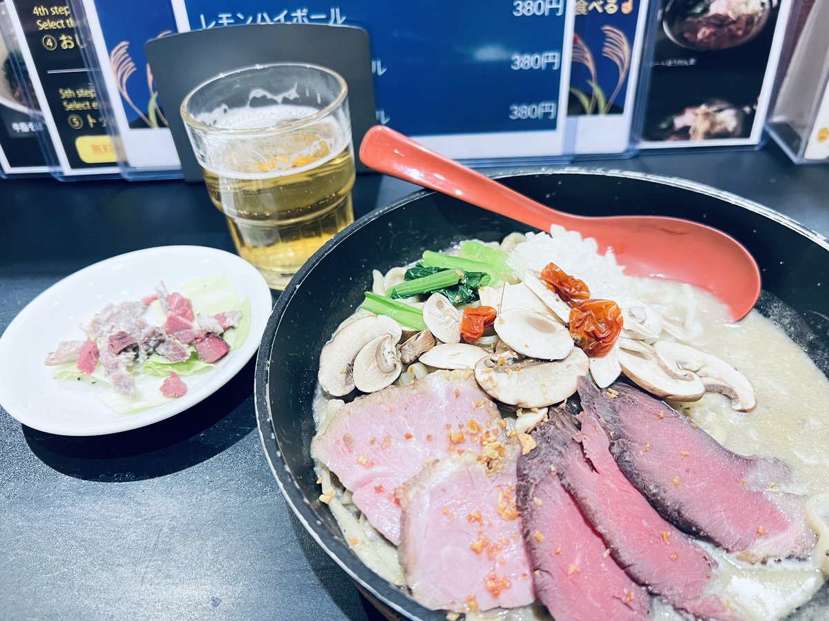 マッシュルームとジビエのクリームまぜそば
こってりしすぎずうま味が凝縮して最高に美味しかった！肉うまっ😋