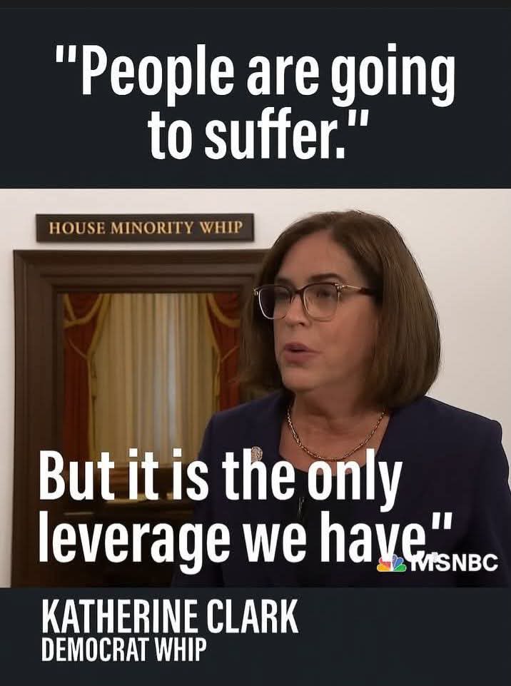 <a href="/SenatorWarnock/">Senator Reverend Raphael Warnock</a> But…that’s what you guys are doing!

You’re holding up funding for SNAP and everything else for leverage.  The House Democratic Whip even admitted as much.