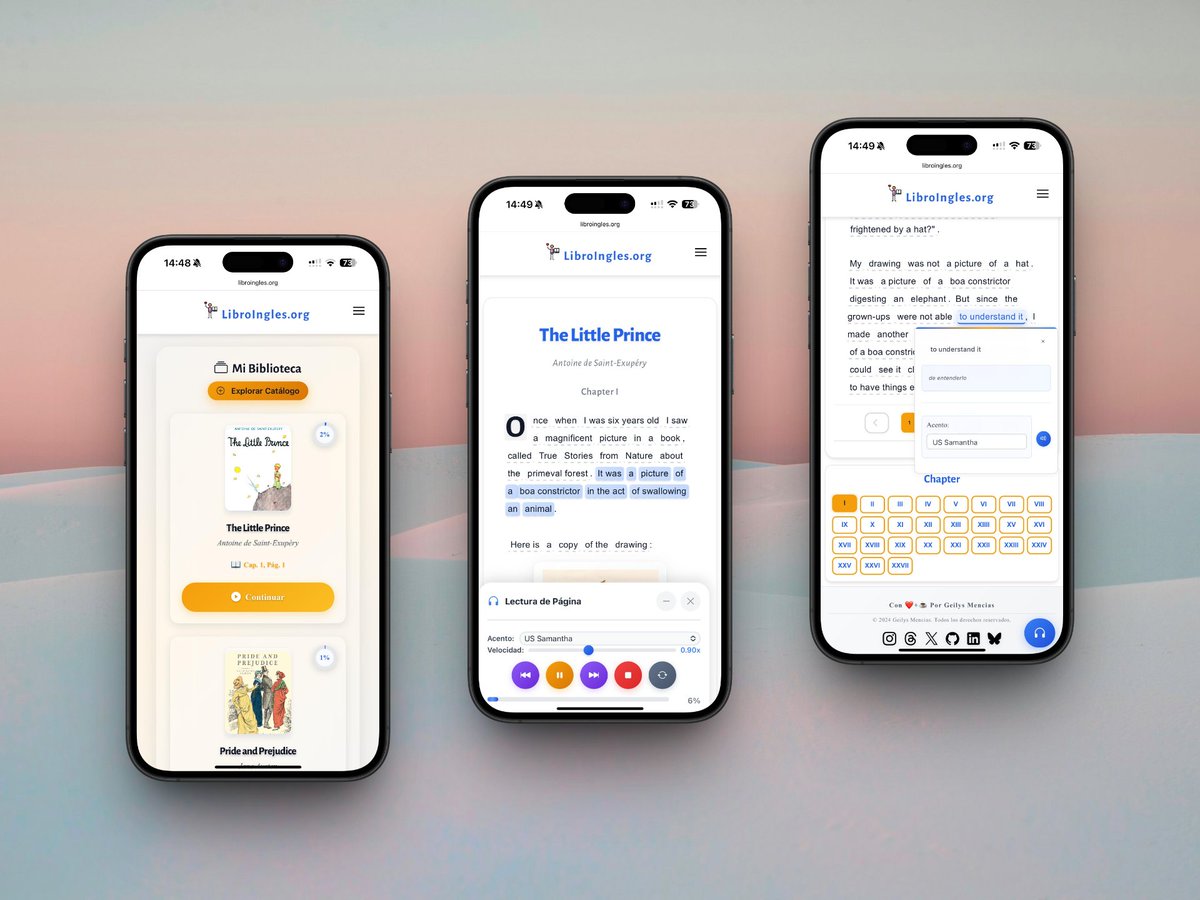 Geilysmc's tweet image. Si te gusta leer y estás aprendiendo inglés, LibroInglés es para ti.

Aprende, traduce y disfruta de una buena lectura — totalmente gratis. 💖

👉 libroingles.org

#LibroInglés #AprenderInglés #InglésGratis #LecturaInteractiva