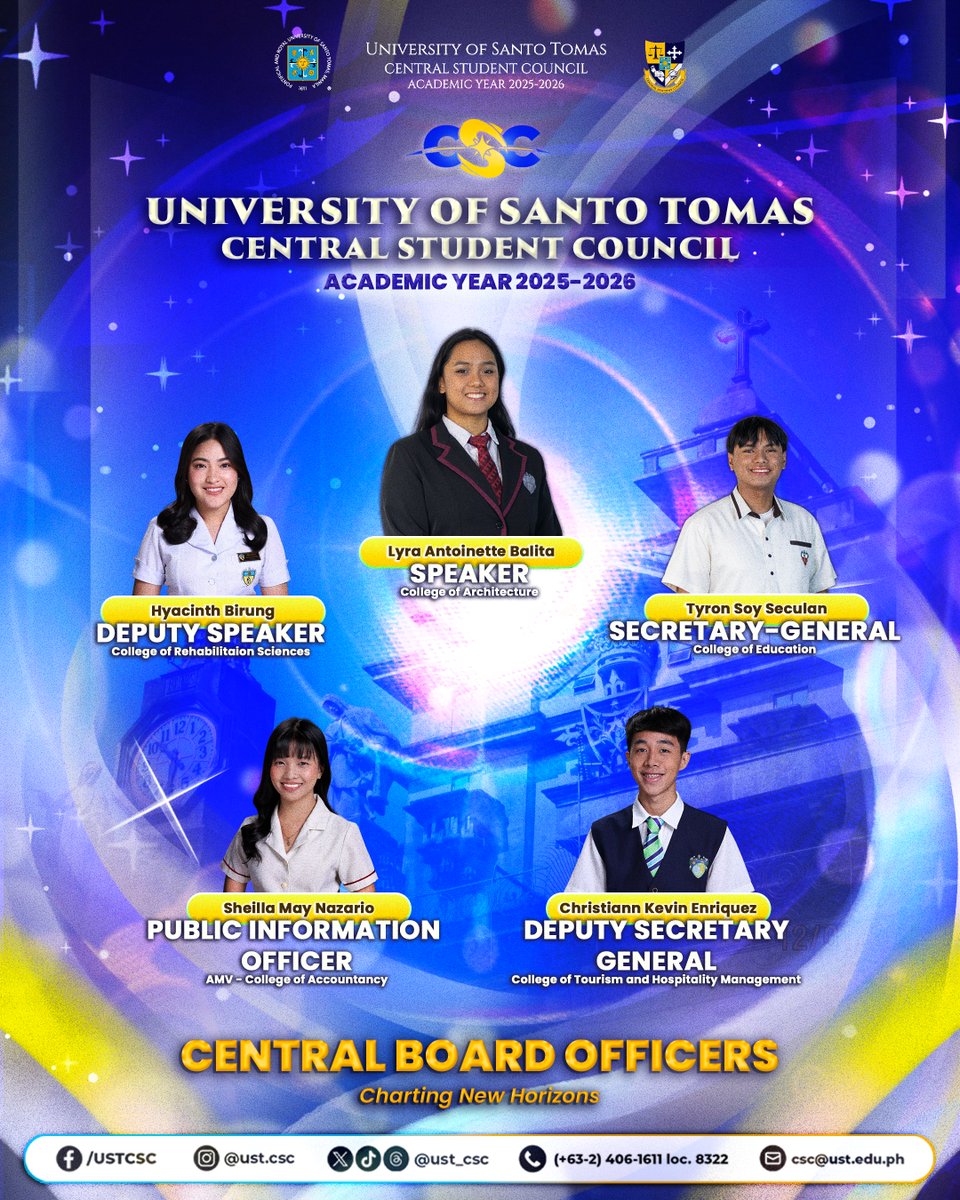 ust_csc's tweet image. Roaring Toward New Horizons 

Guided by Thomasian values of  Competence, Commitment, and Compassion and powered by the tiger’s drive, they sure are ready to lead the pride. 

#ChartingNewHorizons
#CSC2526

Board By: Liya Angco
Caption By: Mikee Madriguera and Eunice de Vera