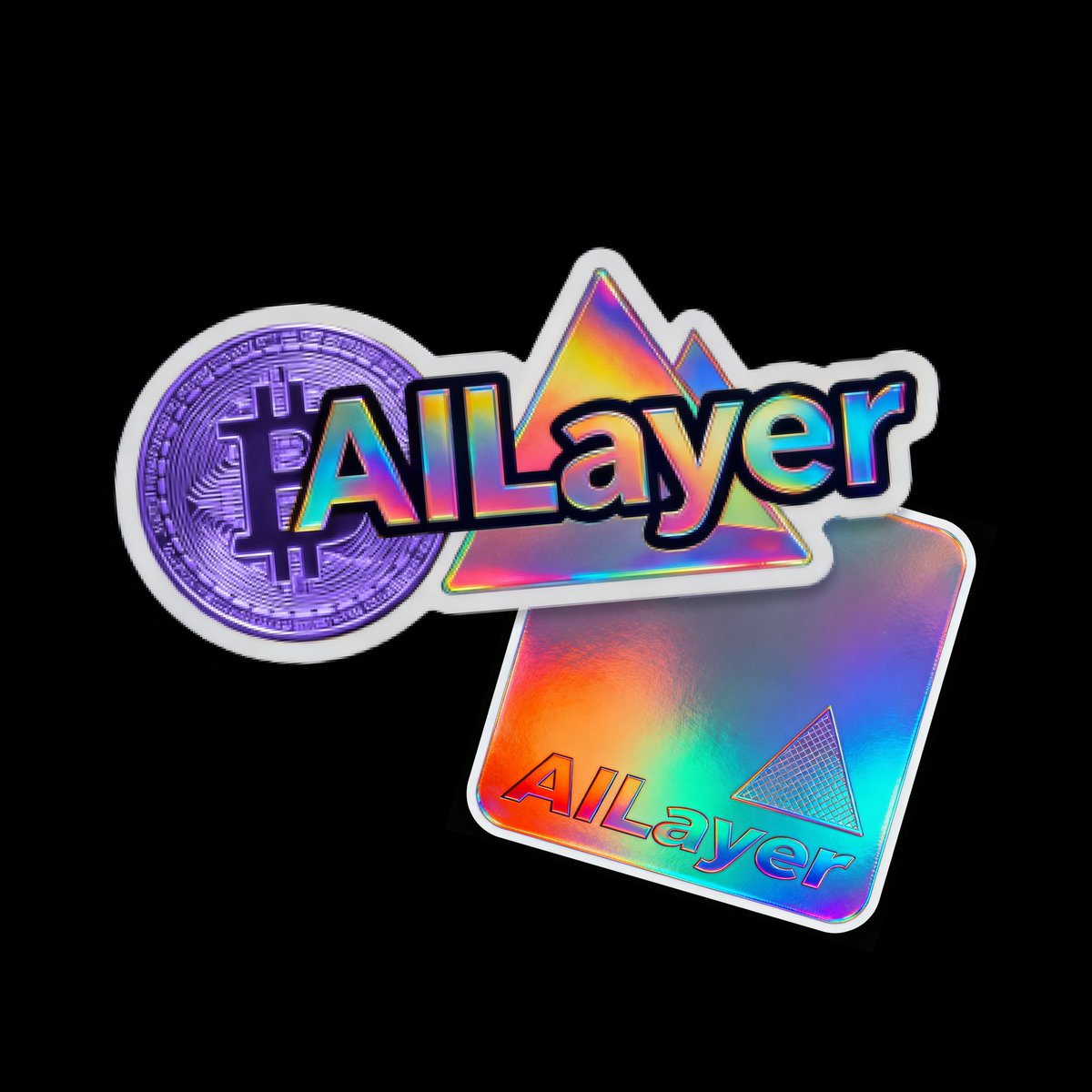 AILayerXYZ's tweet image. These shiny holo stickers turned my desk into a full-on crypto rave—rainbows exploding everywhere like Bitcoin hit the disco floor. Who&apos;s joining the party? 🌈🪙✨ 

#AILayer #Bitcoin #Layer2 #AI