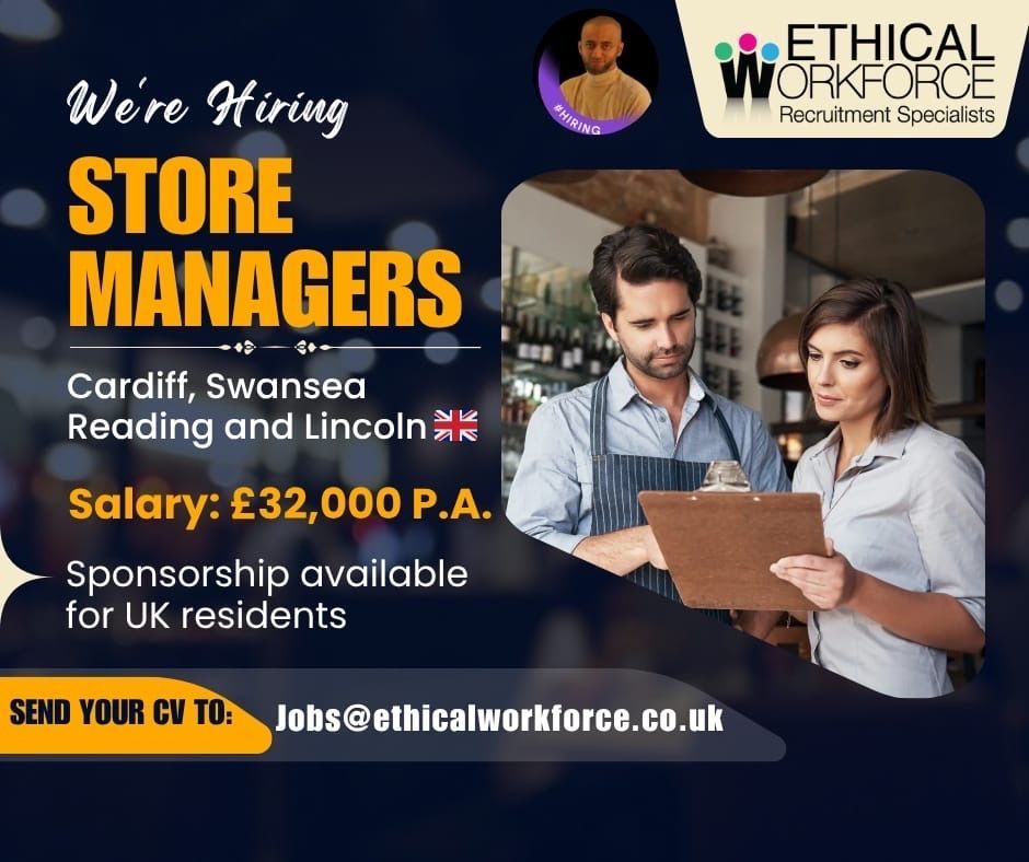 EthicalWorkF's tweet photo. New opportunity!

We’re looking for a Store Managers to work in various locations within the UK.

Salary: £32,000 Per Annum 
Sponsorship AVAILABLE for UK residents 

Send your CV to jobs@ethicalworkforce.co.uk

Good luck! https://t.co/nM4JzQy98Y
