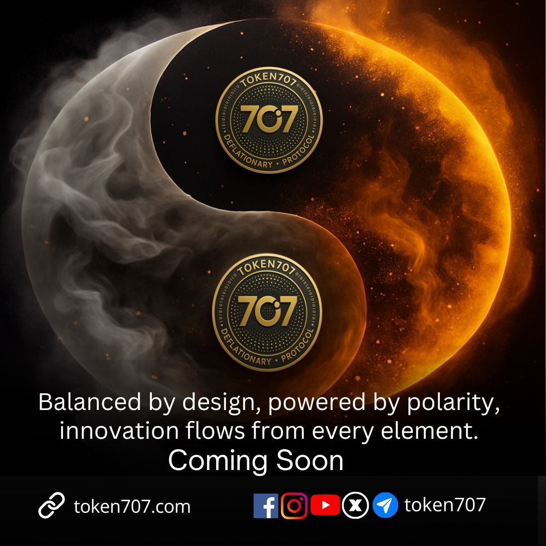 TOKEN7O7's tweet image. ☯️ Balanced by design. Powered by polarity. TOKEN707 channels elemental innovation: 

🔥 Burn meets profit 🖤 Shadow meets light 🌐 Coming soon. 

#TOKEN707 #CryptoBalance #Web3Alchemy #PolarityPowered #LaunchSoon
