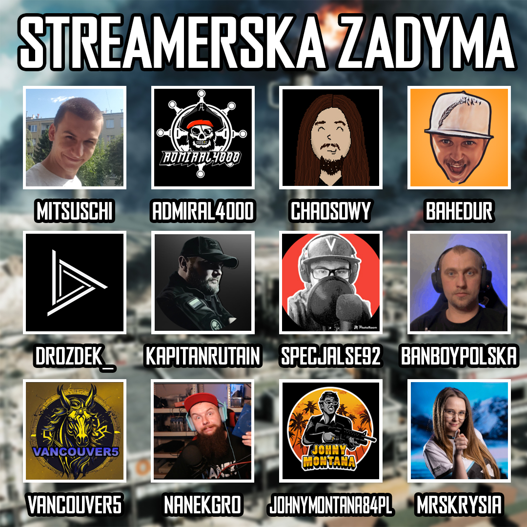 🫡 Hey, today I'll be participating in a #BF6 event called "STREAMERSKA ZADYMA" with other streamers and with viewers

Come join my stream:

🟣twitch.tv/drozdek_

20:00 CET / 04:50 EST / 19:00 GMT

(Community uses Polish, but I think you can also write in English😉)

JOIN US