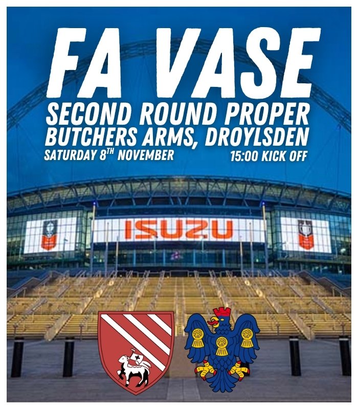 𝐈𝐓'𝐒 𝐌𝐀𝐓𝐂𝐇𝐃𝐀𝐘!

We've got a tantalising FA Vase tie ahead of us today, and we'll 𝐍𝐄𝐄𝐃 𝐘𝐎𝐔! supporting us loud and proud to get us over the line

🆚 | <a href="/Droylsden_FC/">Droylsden FC</a> 
⏰ | 15:00 KO
🏟️ | Butchers Arms, Droylsden, M43 7AR
💰 | £7 Adults

 #Vics | #Trickies | #FAVase