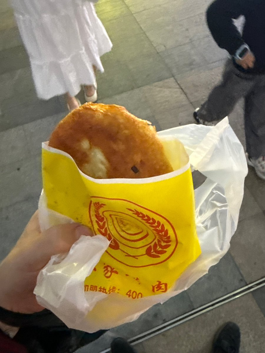 Saw a random giant line in Shenzhen and got into it - I regret nothing, giant fried thing full of meat for under a dollar