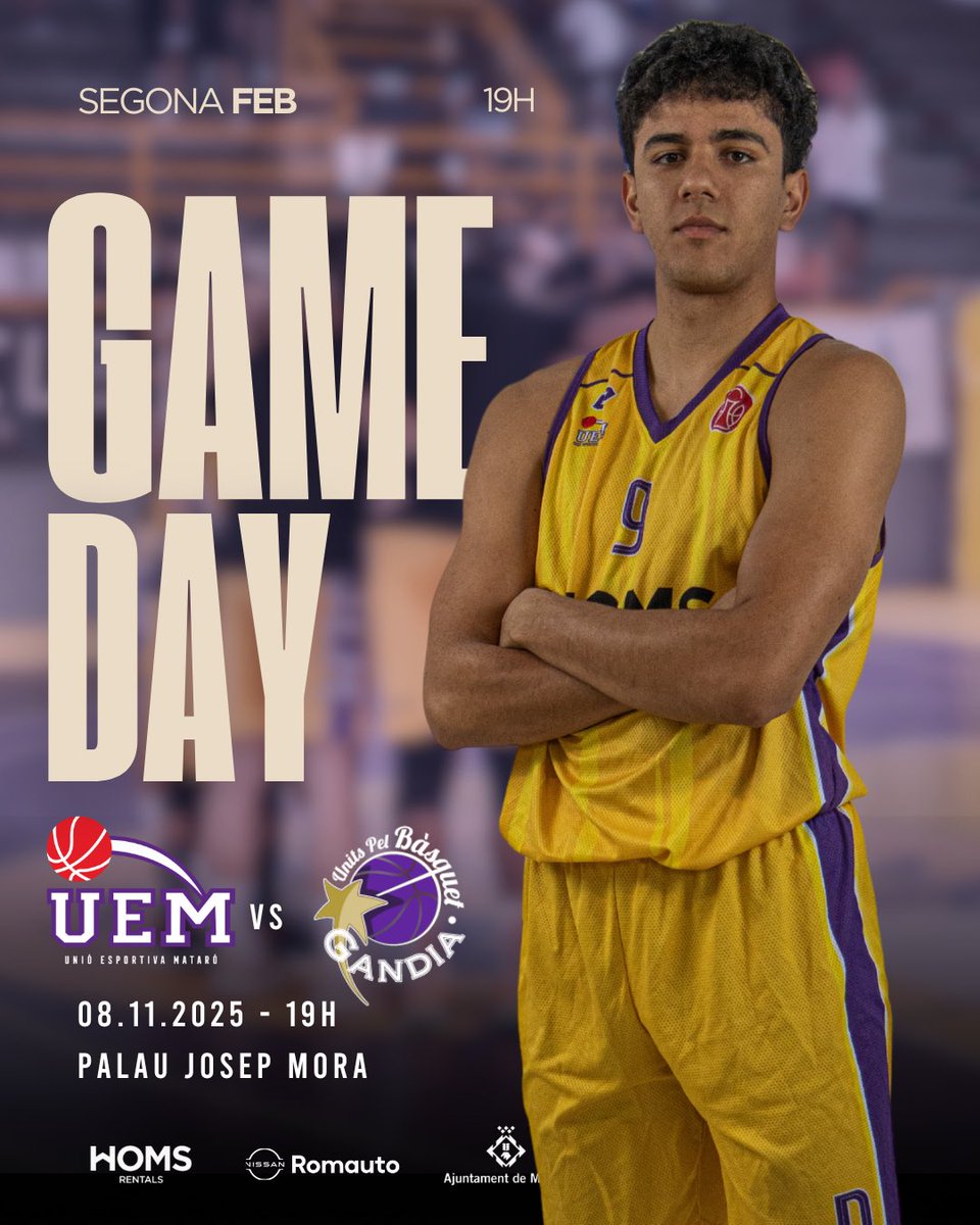 🚨 𝗚𝗚𝗚𝗚𝗔𝗔𝗔𝗔𝗔𝗔𝗠𝗘𝗗𝗔𝗬 𝗔𝗟 𝗣𝗔𝗟𝗔𝗨! x2
🏠🔒 El 2n partidàs de la tarda al Josep Mora!

🏀 J6 2aFEB - 19h
🟡 Mataró Homs Rentals vs Gandía
🏠 Palau Josep Mora

💪🏻 Amb més ganes que mai de tornar a guanyar i fer-ho davant vostra, #FamíliaGroga! 
#somgrocs💛💜