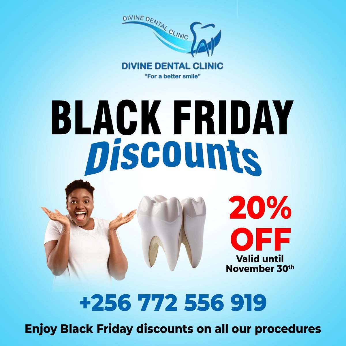 🦷Enjoy  20% discount on all dental services!
Your smile deserves the best care. Book your appointment today and take advantage of this limited time offer.
0792333326 / 0772556919  #NOVEMBER  #dentist  #DentalCare