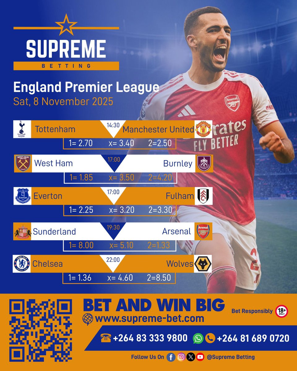 Starting  match day 11 with a blockbuster! #BetAndWinBig #FastestPayOuts #SupremeBetting #GreatOdds