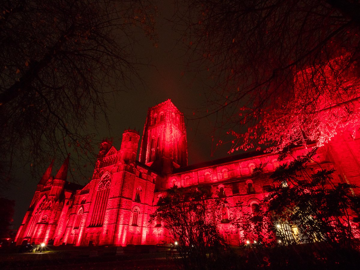 durhamcathedral's tweet photo. For Remembrance Sunday, to commemorate those who have given their lives for their country and those who put their life at risk today, the outside of Durham Cathedral will be lit up in red

📅Sunday 9 November from dusk to 11pm https://t.co/luSAFktsK6