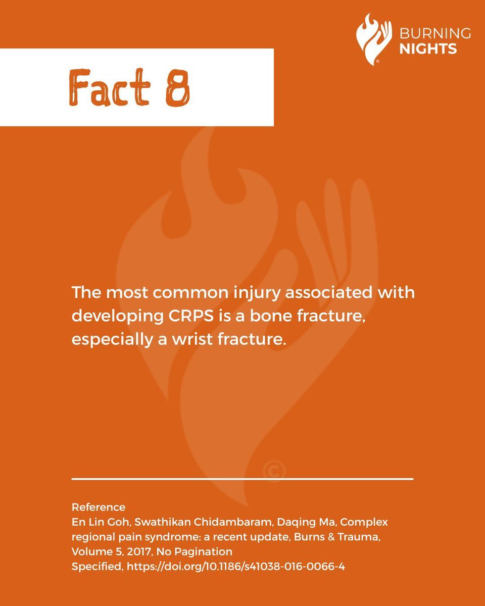 BNightsCRPS's tweet photo. Fact 8
The most common injury associated with developing CRPS is a bone fracture, especially a wrist fracture.
•
•
•
•
•
#BNightsCRPS #CRPS #CRPSFacts #crpsawarenessmonth #crpssupport #chronicpain #CRPSisReal #CTWO https://t.co/yZDug1nPvp