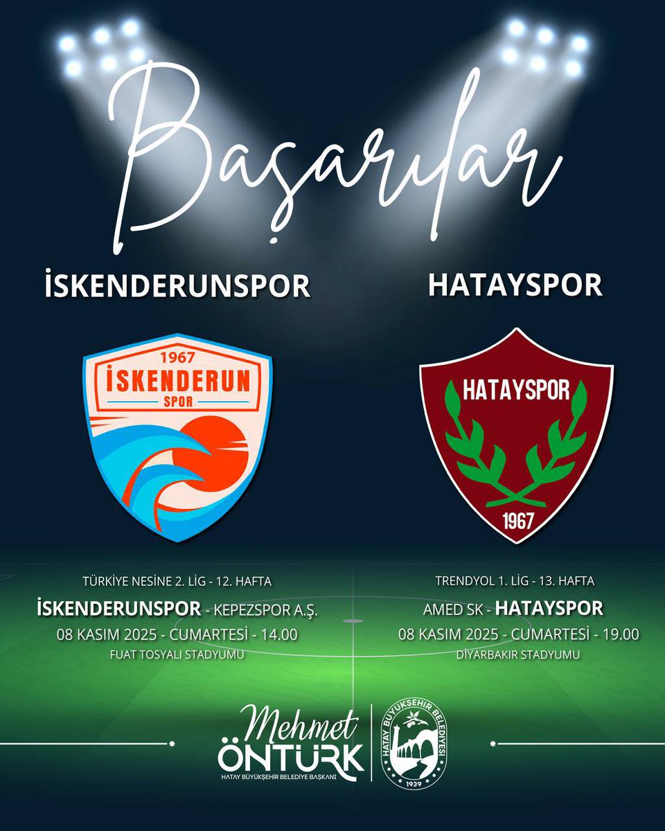 Bugün sahada mücadele edecek olan <a href="/iskenderunspor_/">İskenderunspor</a>’umuz ve <a href="/Hatayspor_FK/">Hatayspor</a>’umuza başarılar diliyorum. 

Desteğimiz, kalbimiz sizinle.