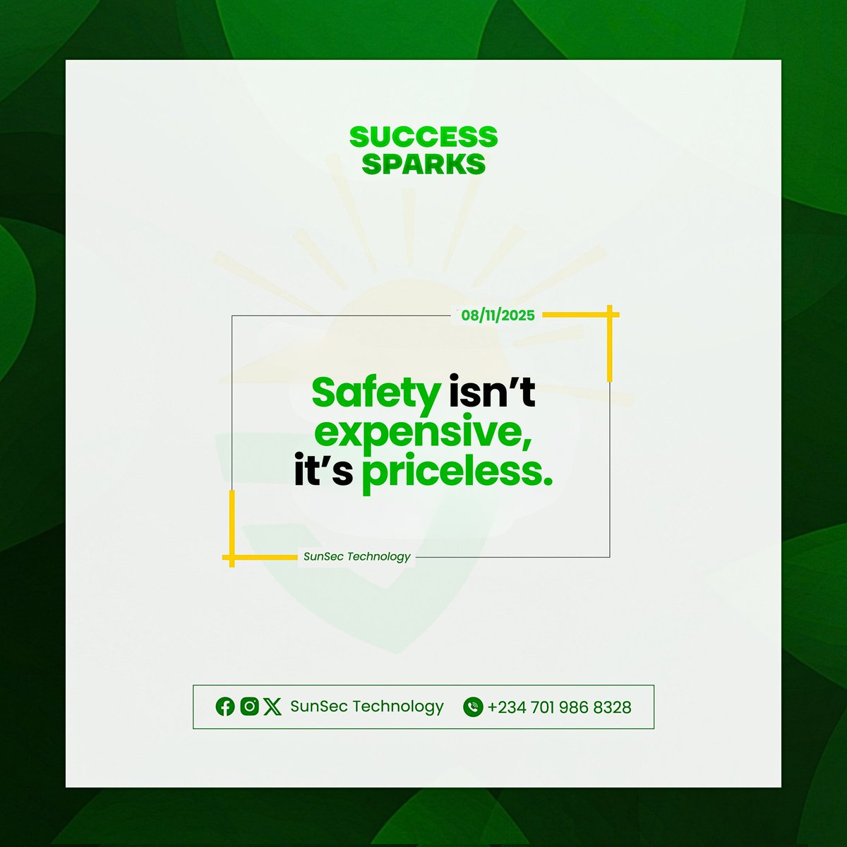 SunSecTech's tweet image. Safety isn’t expensive — it’s priceless. 

SunSec CCTV Systems make it easy to protect what matters most. 

Peace of mind is just a click away.
📲 bit.ly/SunSecTechnolo…

#sunsectechnology 
#CCTV 
#PeaceOfMind 
#SmartSecurity 
#Nigeria