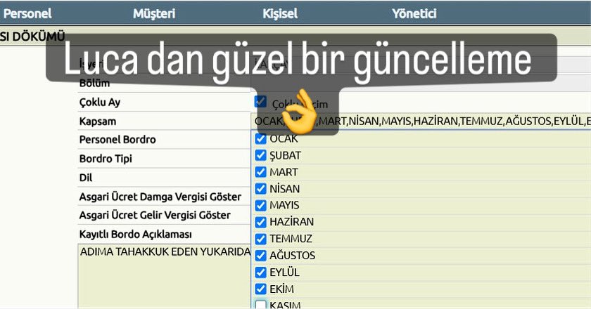 Luca yeni bir güncelleme yaparak ücret  hesap pusulası dökümünde çoklu seçim alanı eklemiş istediğimiz ayları seçip döküm alabiliyoruz. 
@lucayazilim 
#muhasebe
#maliye
#beyan
#vergi
#muhasebeyangınye