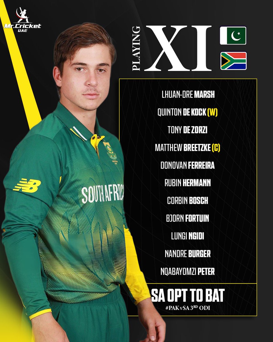 mrcricketuae's tweet image. Have a look at the playing XI of #PAKvsSA third odi.
