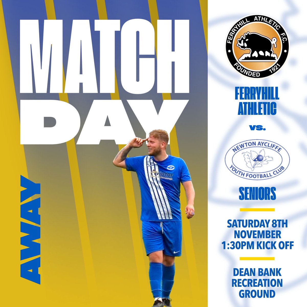 We make the short trip across to Dean Bank today to face <a href="/FerryhillAth/">FerryhillAthleticFC</a> who are top of the league above in the County Cup, come down and support the lads.🟡