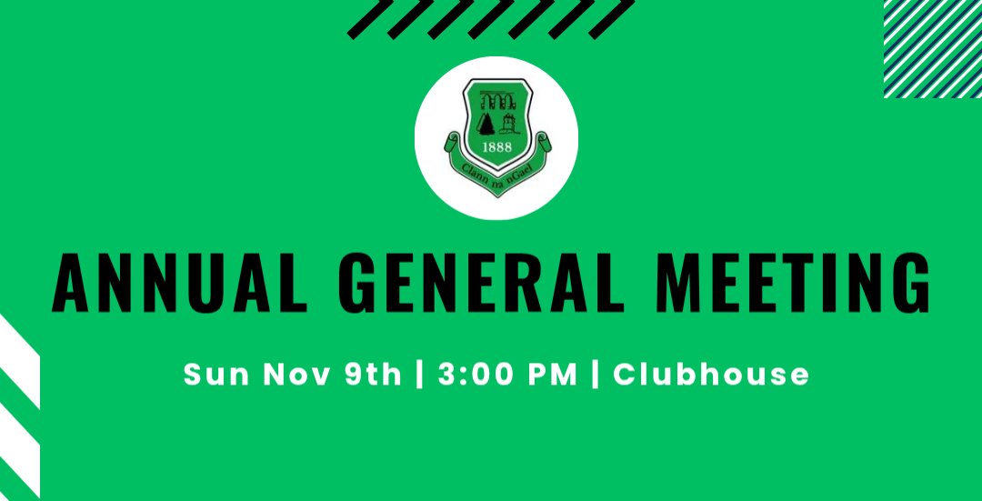 🔔 Reminder: AGM tomorrow at 3pm in the clubhouse.

All club members are very welcome as we look back on 2025 and plan for the year ahead.

Hope to see a big crowd there! 

🟢⚪⚫
