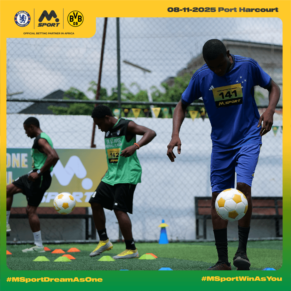 ⚡️The wait is over, Port Harcourt! 
The MSport Dream As One, Win As You Challenge has landed!
Get ready for pure football passion, fierce competition, and unstoppable energy as the city comes alive on the pitch! 🔥⚽️
Stay tuned—Port Harcourt is bringing the heat!