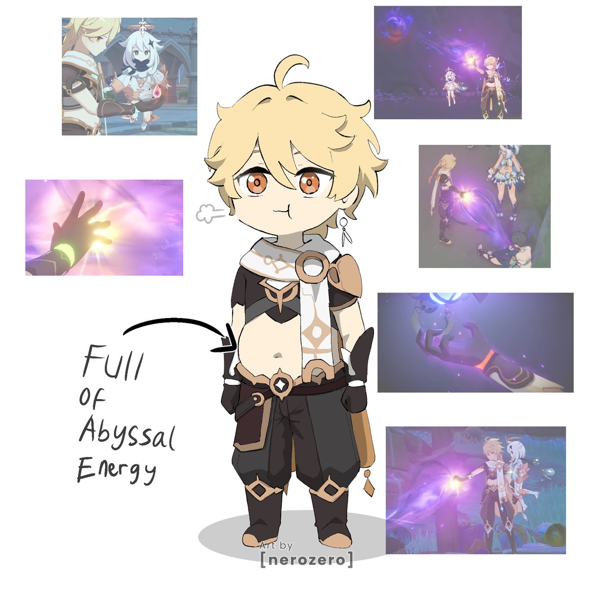 nerozerro's tweet image. #原神 #GenshinImpact #Aether 

Somebody!.. please tell him to stop swallowing all that abyss...