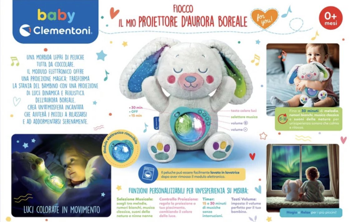 GiocheriaCefalu's tweet image. 🌈Fiocco Il Mio Proiettore D’AURORA BOREALE Un comaogno di giochi perfetto per la nanna!
Prodotto 0m+ adatto a bambini a partire dai primissimi mesi: per garantire l&apos;igiene è possibile estrarre il modulo e lavare il #proiettore #clementoni #giocheria #giocheriacefalu #cefalú