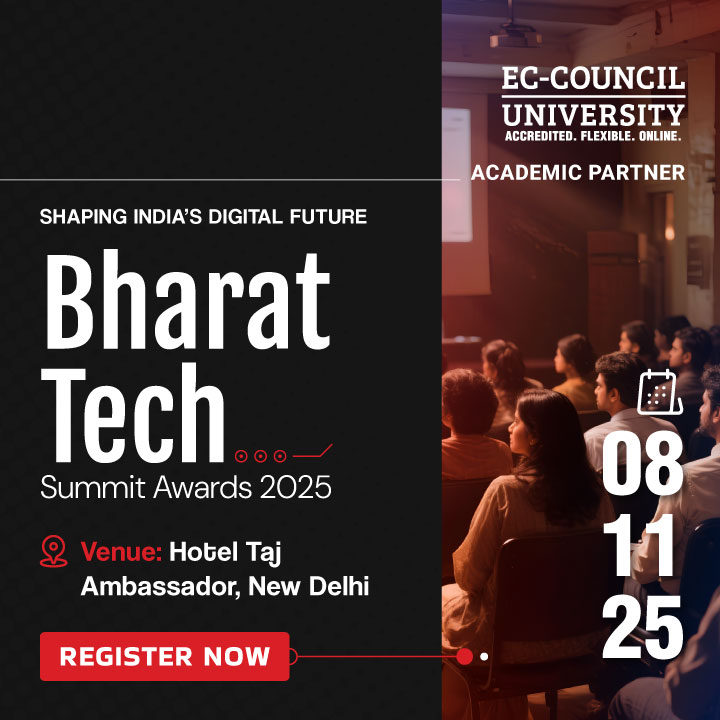 EC_Council_Univ's tweet image. The Bharat Tech Summit Awards 2025 will bring together visionaries, entrepreneurs, policymakers, and technology pioneers under one roof on November 8, 2025, at the Hotel Taj Ambassador, New Delhi.

Know More: bharattechawards.com

#BharatTechSummit #CybersecurityEvents