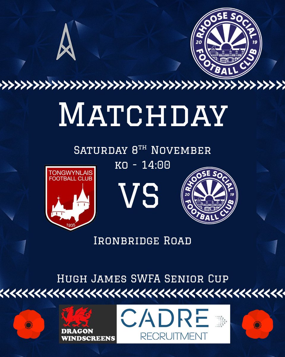 🚨 Matchday! 🚨

We’re on the road in the Hugh James SWFA Senior Cup as Rhoose Social FC take on Tongwynlais FC 💪⚽️

📍 Ironbridge Road
🕑 KO: 2pm

🚌 Bus from Rhoose Social Club — arriving 11:45am, leaving 12:00pm sharp.
💷 £10 per person (cash or card).
#RhooseSocialFC