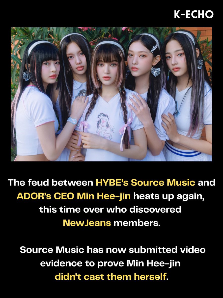 k_echomedia's tweet photo. Who really PICKED #NewJeans ?🔎

Source Music says they FOUND NewJeans first. 
Min Hee-jin says she MADE them who they are.

The truth? Still unfolding in court 💥 https://t.co/rksQAfidrl