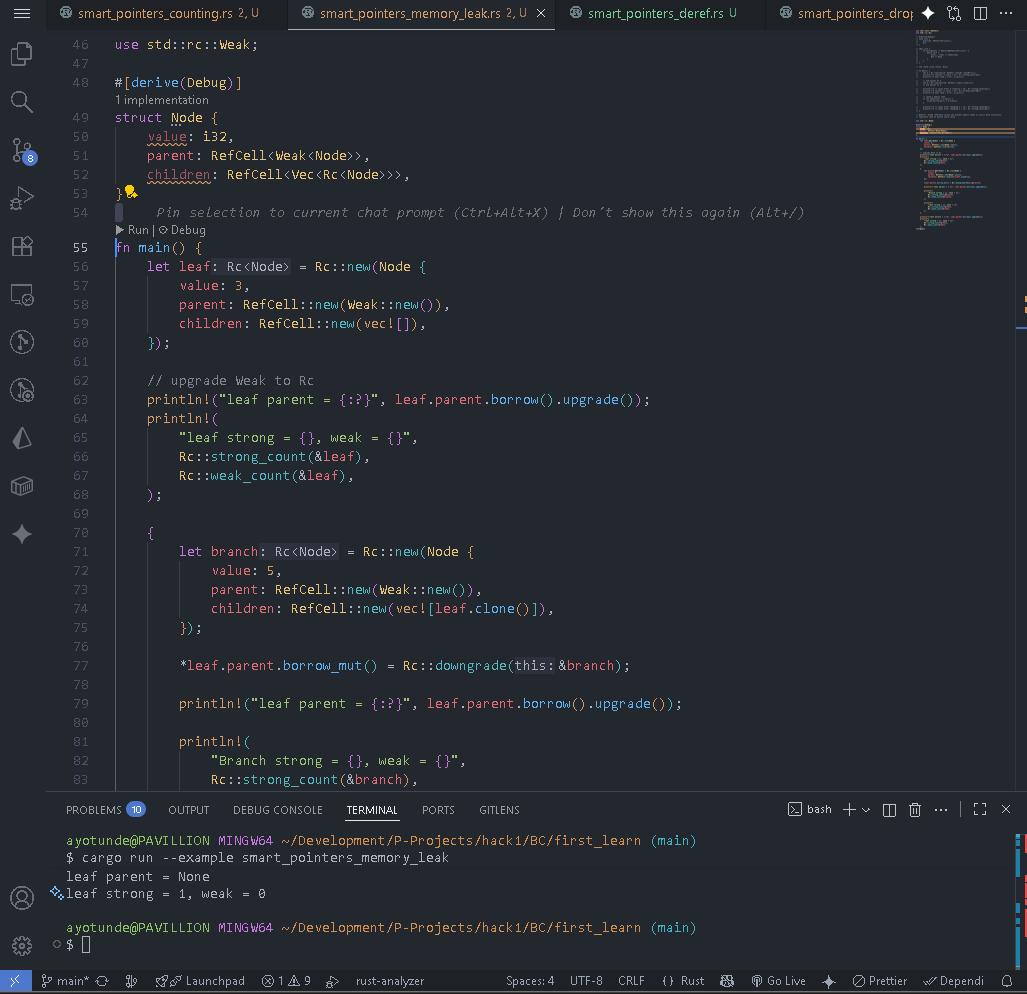 yotstack's tweet image. Quick update on the Rust journey! 🦀

I&apos;m deep in the &quot;boss-level&quot; chapters of the Rust book (Smart Pointers &amp;amp; Concurrency), and wow... this has been the most difficult concept so far. 😅

#rustlang #rust #developerjourney #learningtocode #blockchain