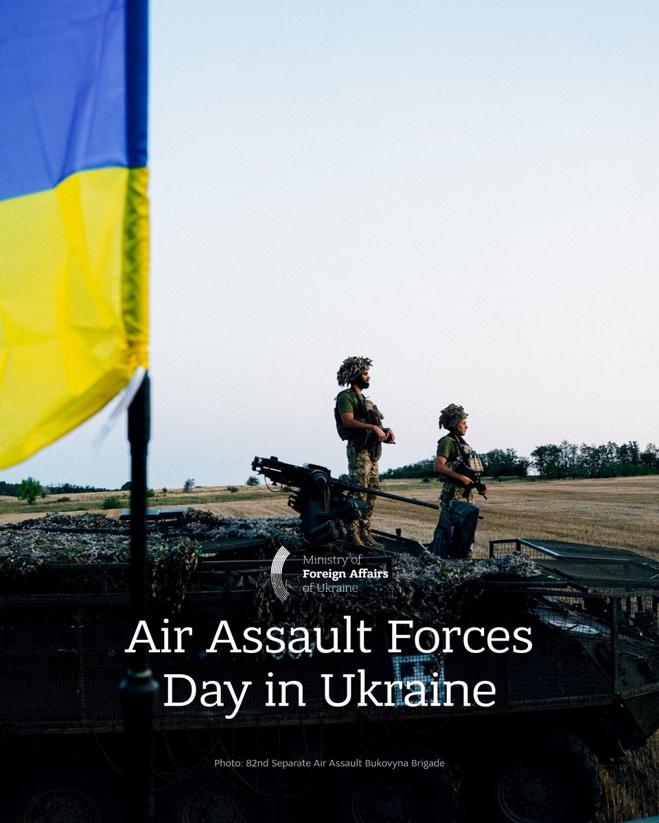 Today, Ukraine marks the Day of Air Assault Forces!

🛡 Their motto, “Always the First,” symbolizes unbreakable #volia and indomitable spirit. In every direction and every operation, they prove their strength, courage, and dedication to Ukraine. The feats of Ukrainian air