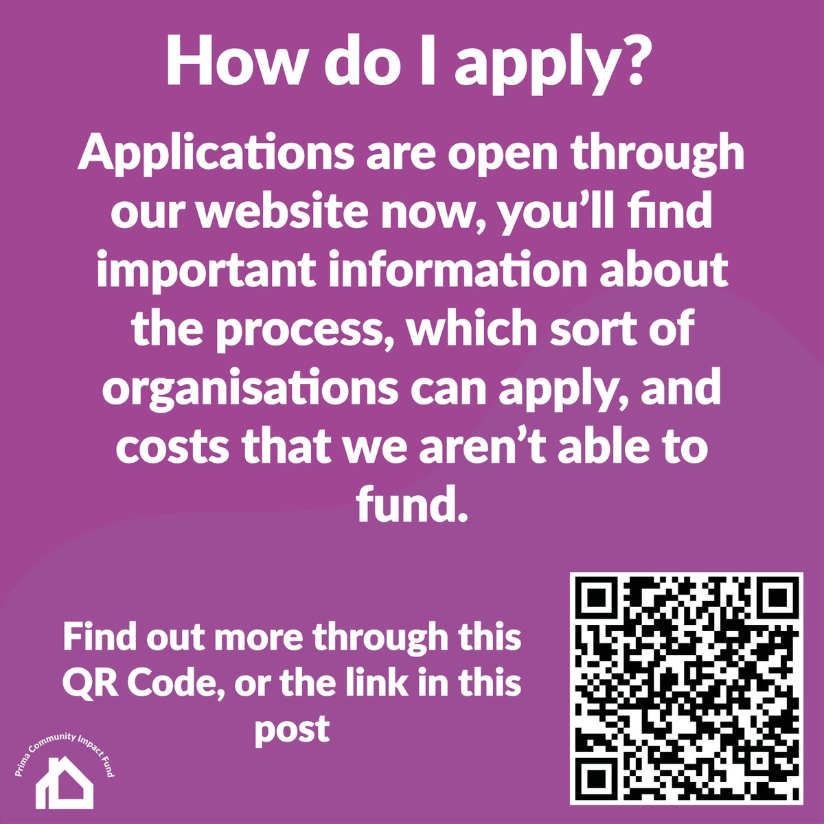Prima Community Impact Fund are granting one off payments of up to £2000 to programmes that improve the lives of Prima Customers and their communities.

For more information about the process and how we can help, follow the link here: primagroup.org/community-impa…
