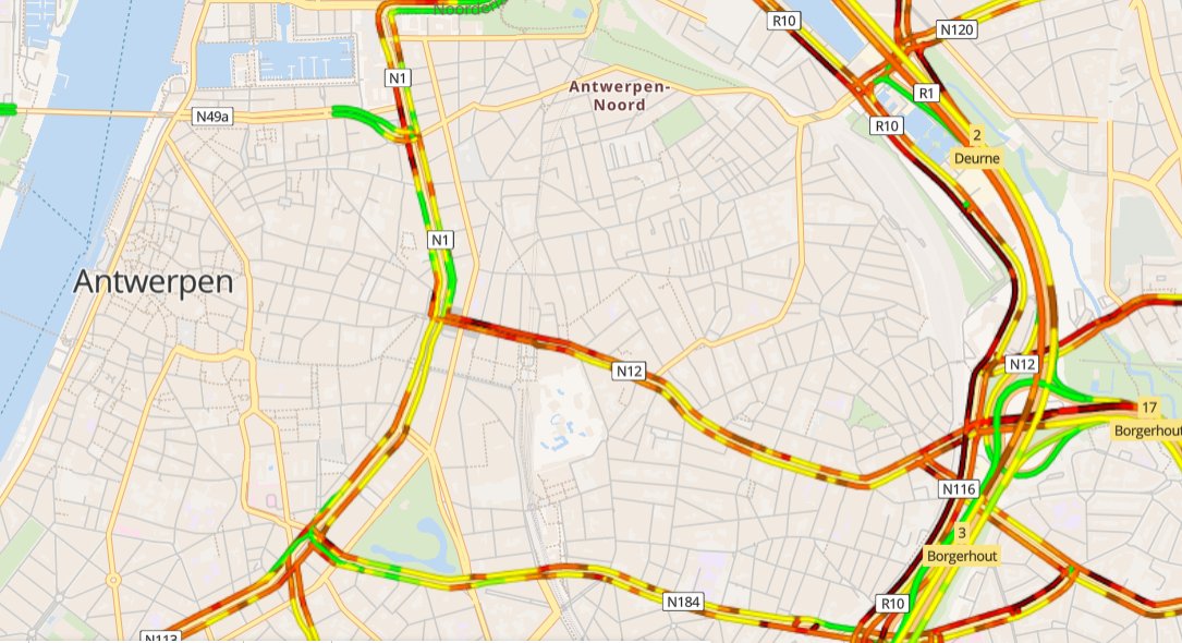 Verkeer tussen de #E313 en de #R1 kan beter de adviesroutes via de af- en opritten van Berchem en Merksem gebruiken i.p.v. verkeersapps die je o.m. naar de Singel sturen. Op de Noordersingel van Deurne naar Borgerhout zit het verkeer intussen muurvast vrt.be/vrtnws/nl/serv…