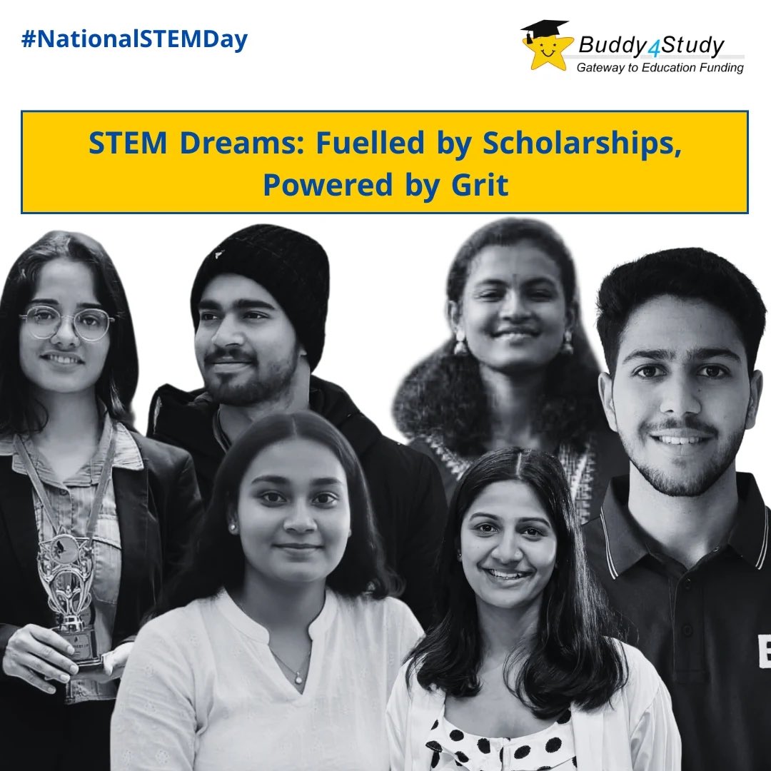 Buddy4Study's tweet image. This #NationalSTEMDay, we celebrate scholars from small towns &amp;amp; diverse backgrounds who turned challenges into breakthroughs. 🌟

At #Buddy4Study, with our esteemed partners, we&apos;re transforming STEM dreams into reality through scholarships &amp;amp; mentorship.

Every student supported…