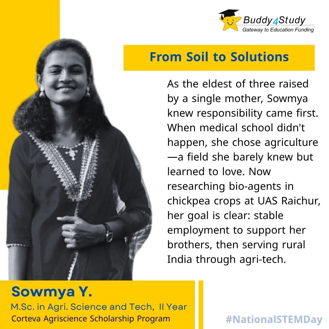 Buddy4Study's tweet image. This #NationalSTEMDay, we celebrate scholars from small towns &amp;amp; diverse backgrounds who turned challenges into breakthroughs. 🌟

At #Buddy4Study, with our esteemed partners, we&apos;re transforming STEM dreams into reality through scholarships &amp;amp; mentorship.

Every student supported…