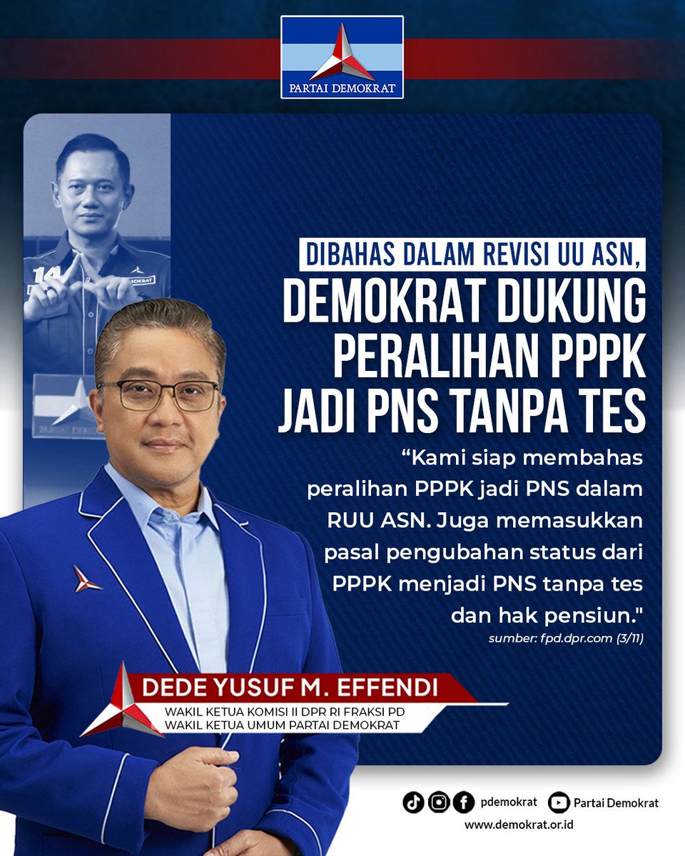 Kader Demokrat sangat mendukung Kebijakan Peralihan PPPK menjadi ASN/PNS Tanpa Tes. Mereka sudah lama berjuang dan mengabdi mendedikasikan dirinya untuk Pendidikan anak-anak bangsa. 
#honorer #pppk #asn #pendidikan mencerdaskan kehidupan bangsa