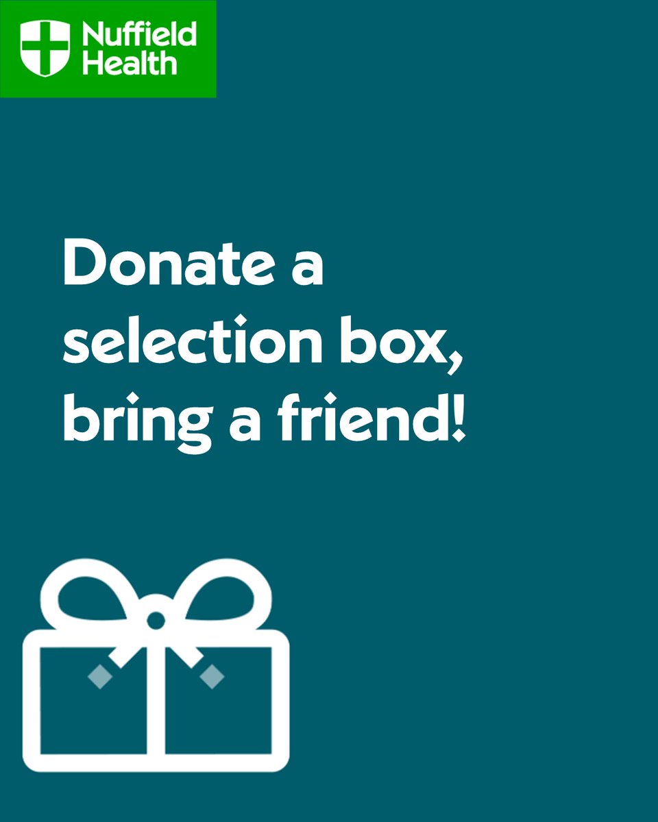 Give a Little, Get a Lot 🎁

Donate a selection box to <a href="/NuffieldHealth/">Nuffield Health</a> by 3rd December and receive a free guest pass to bring a friend along!

All donations go to Heaton School in support of CAFT, helping create magical moments for children across the North West 🍫