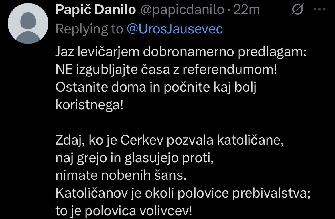 UrosJausevec's tweet image. Nasprotniki/ce bodo šli zagotovo na referendum. So zelo motivirani. Vzemi si čas za predčasno glasovanje 18., 19. in 20. novembra ali se sprehodi do volišča v nedeljo 23. novembra in glasuj ZA zakon o pomoči pri prostovoljnem končanju življenja!